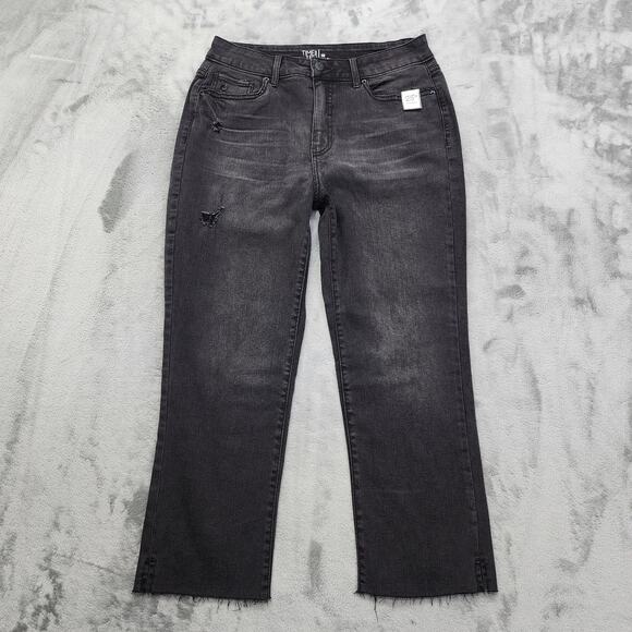 Time and Tru Denim - NEW Time and Tru Jeans Womens 10 Faded Black High Rise Capri Raw Hem Side Slit